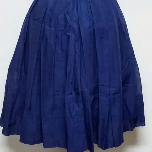 Rare Vintage 40s Glass Original Blue Ruffle Cotton Voile Tie-Waist A-line Dress - Picture 3 of 11